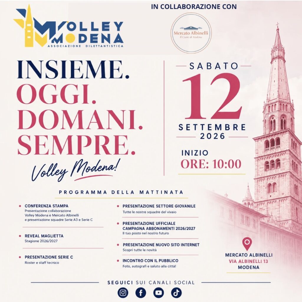 Volley Modena si presenta alla città: 12 settembre nel cuore di Modena